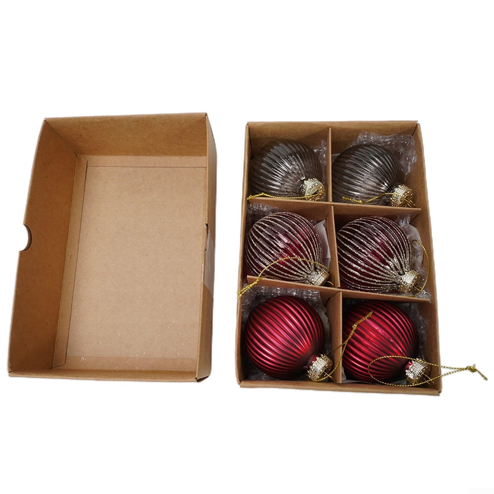 Zoegneer As Picture Show 6Pcs 6Cm Christmas Baubles Glass Christmas Ball Xmas Ornament For Party Wedding Decor (C)