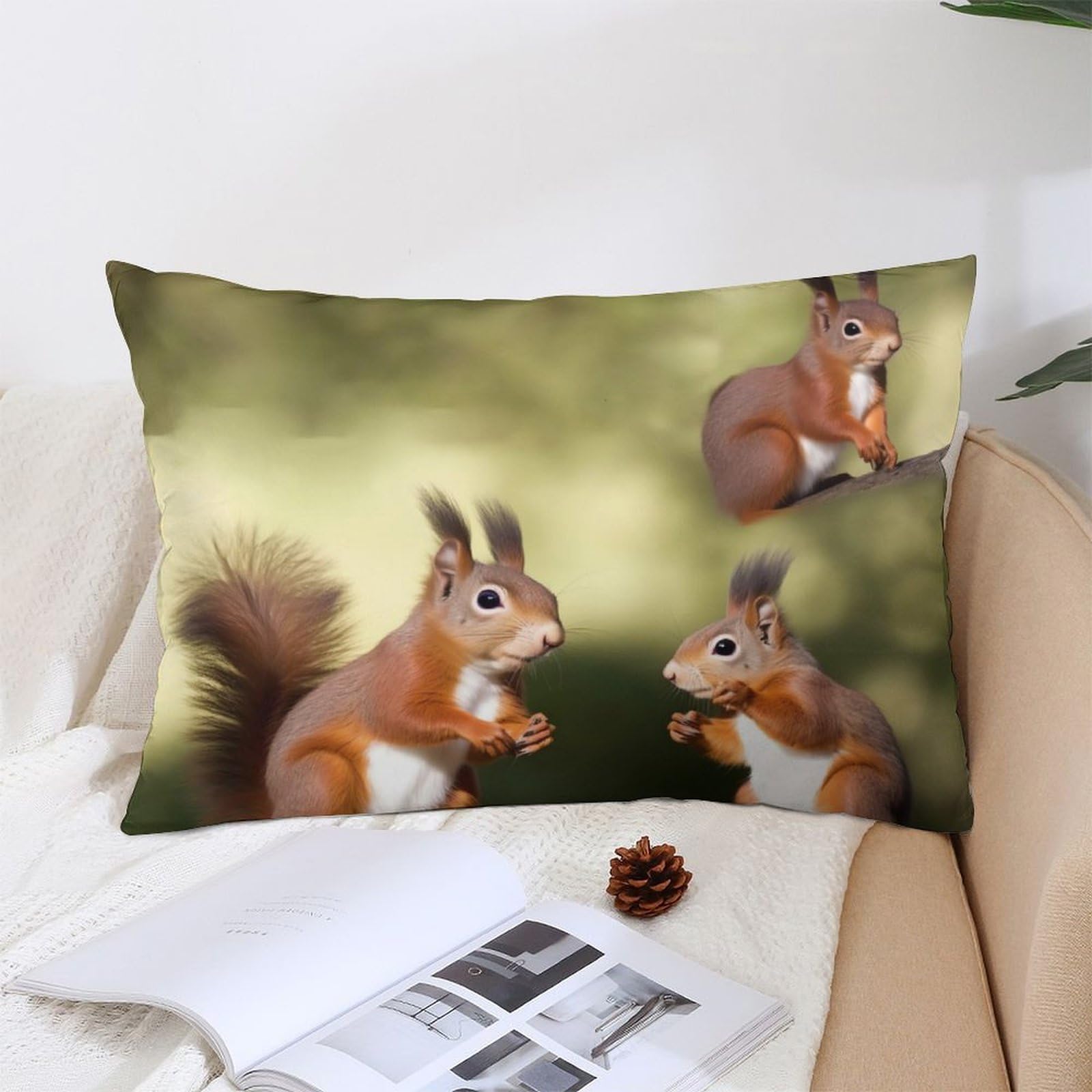 NTVOWPZO Decoration Throw Pillow Covers 12 "x20 Pillowcases Covers Cute Squirrels Soft Pillowcases Modern Farmhouse Home Decor Sofa Cushions Covers for Couch Bed Living Room