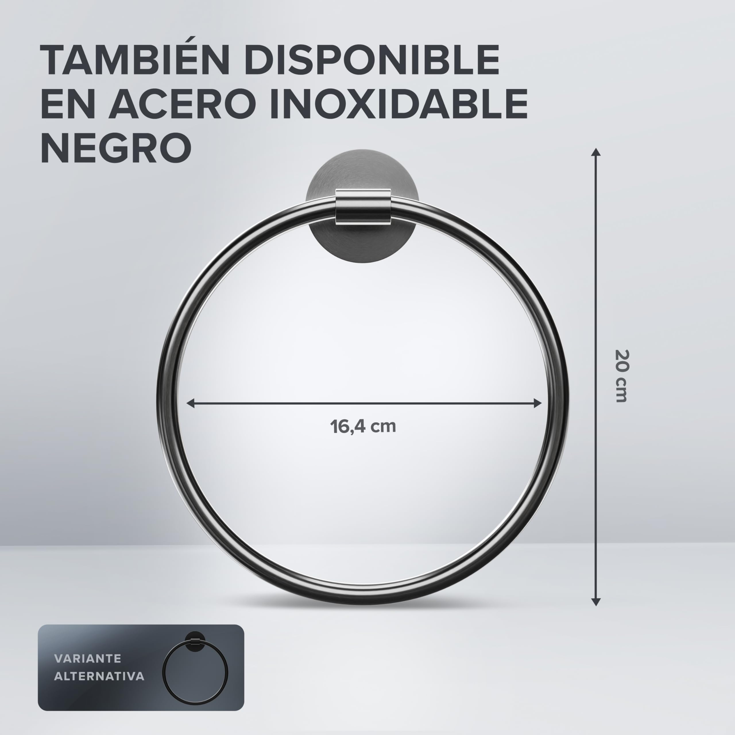 ovimar Anillo de toalla Rubjerg rectangular | acero inoxidable plateado | toallero para taladrar | diseño moderno | fijación en la pared | para el baño, los invitados o la cocina