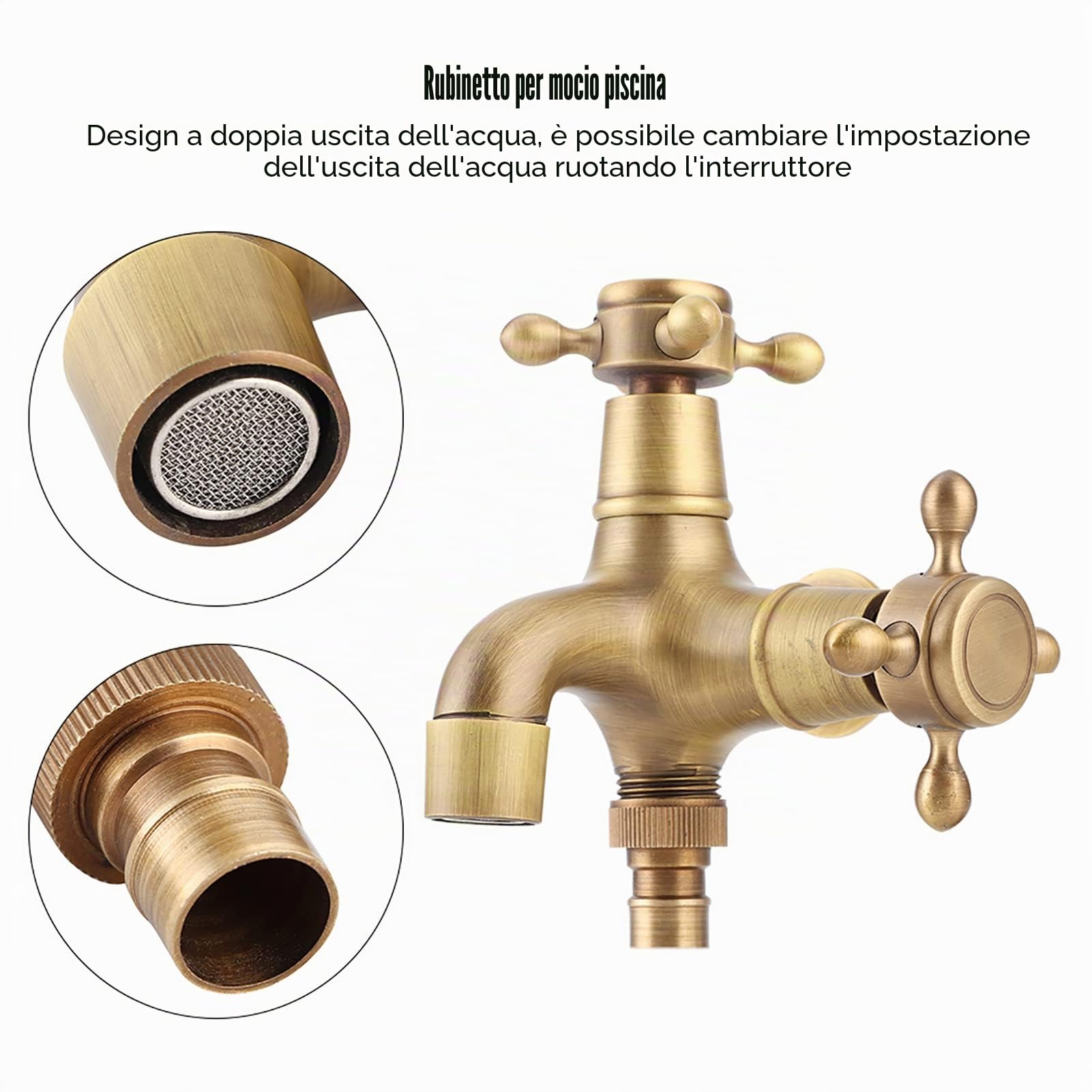 Lavatrice Rubinetto Giardino a Parete, G1/2in per Piscina in Stile Retrò | Monocomando con Rubinetto per Acqua Fredda Acqua per Lavello da Bagno da Giardino