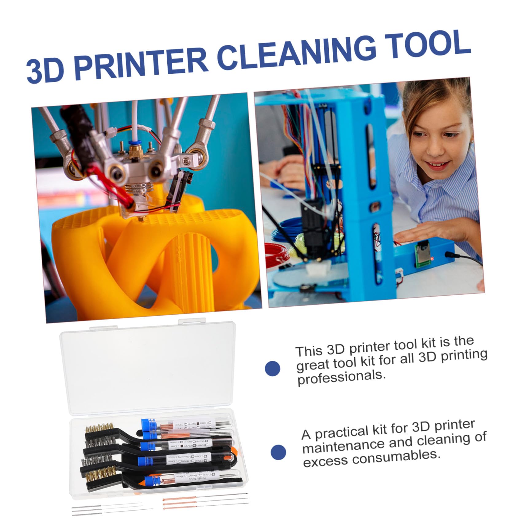 Kit de Limpieza para Impresora 3d 52 Piezas de Plástico, Acero y Cobre
