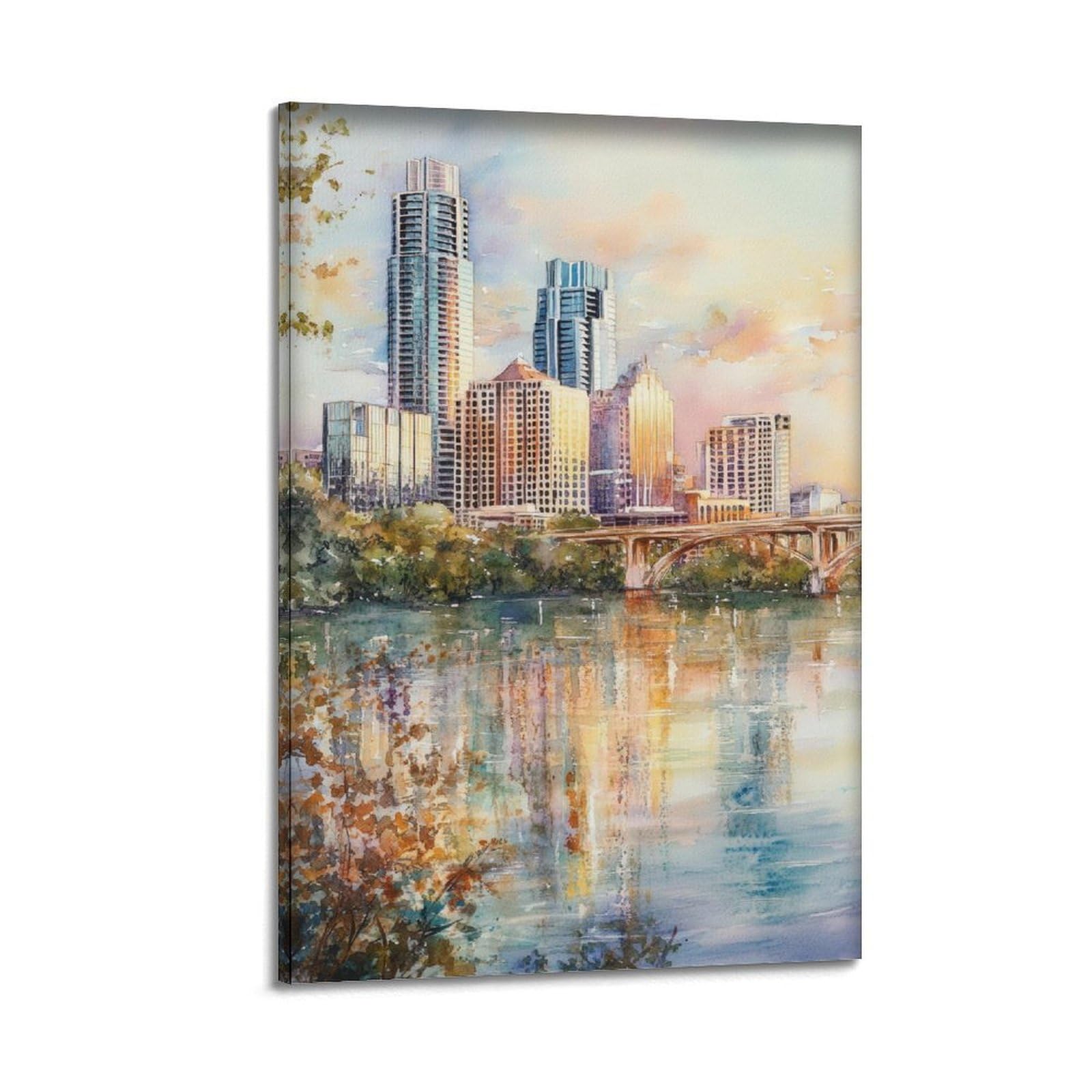 xiaoxiaoshen Austin Texas Skyline Scenic Cityscape Canvas Poster Wall Art Prints Room Aesthetic Murals Bedroom And Living Decorations 24x36inch(60x90cm)