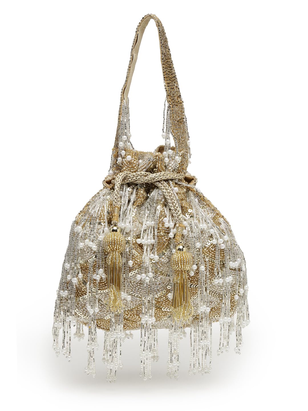 Droop Palmette Embellished Suede Potli-image-19