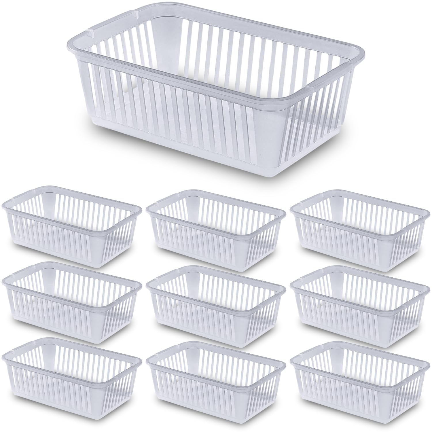 25cm Little Plastic Handy Baskets for kitchen Mini Size Storage Basket (Clear, Pack of 10)