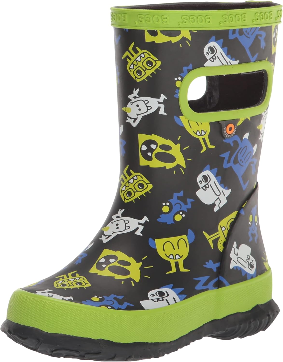 Bogs Kids Skipper Waterproof Rubber Rain Boot, Monsters Print - Black, Size 11 Little Kid