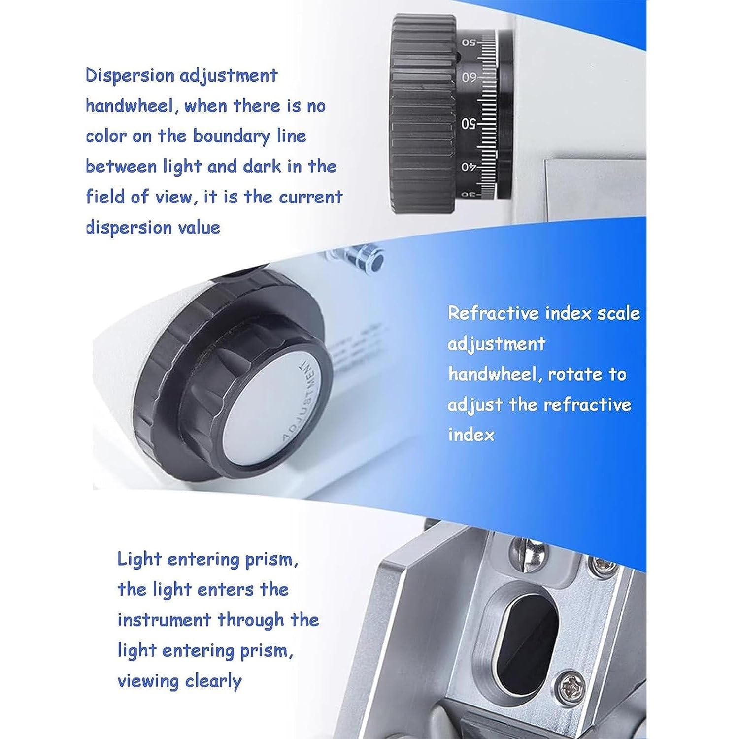 Qiang Refractómetro Abbe Monocular De Laboratorio Profesional índice De Refracción Nd 1,3-1,7, Brix 0-95%,Valor De Dispersión Promedio 0,0005, para La Industria Petrolera,Educación Científica