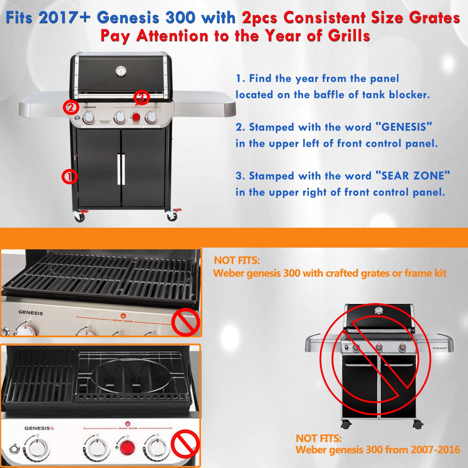 Piastra di ricambio per piastra Weber Genesis II E-310 E335 serie 300 parti di ricambio per piastra Weber 7599 66802 Genesis 2 E-315 E325 S335 bruciatore cottura piastra inserto piastre