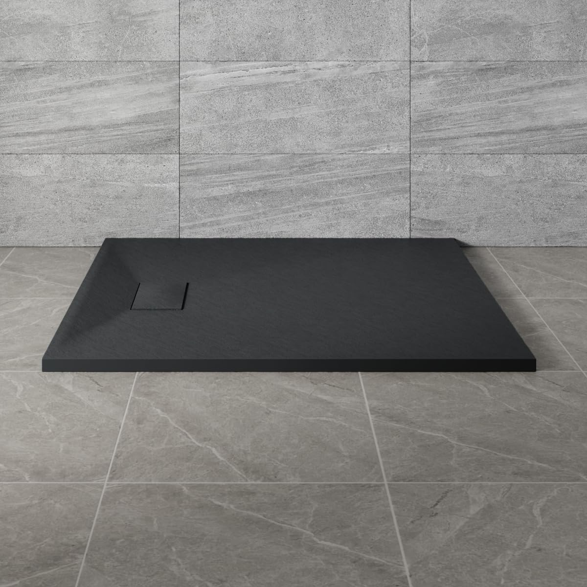 NRG 1000x900mm Black Non-Slip SMC Rectangle Bathroom Shower Tray