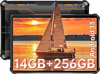 OUKITEL RT5 Rugged Tablet 10000mAh, 14GB(8+6) RAM+256GB ROM Tablet 10.1 Inch Android 13, 33W Fast Charge Dual SIM Tablets 4G,16MP Dual Camera, 1920x1200 Display, GPS/OTG/BT5.0/5G WIFI, Orange