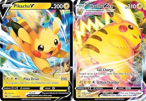 Pikachu V & Vmax SWSH285 - SWSH286 - Juego de cartas promocionales Pokemon Black Star - Crown Zenith