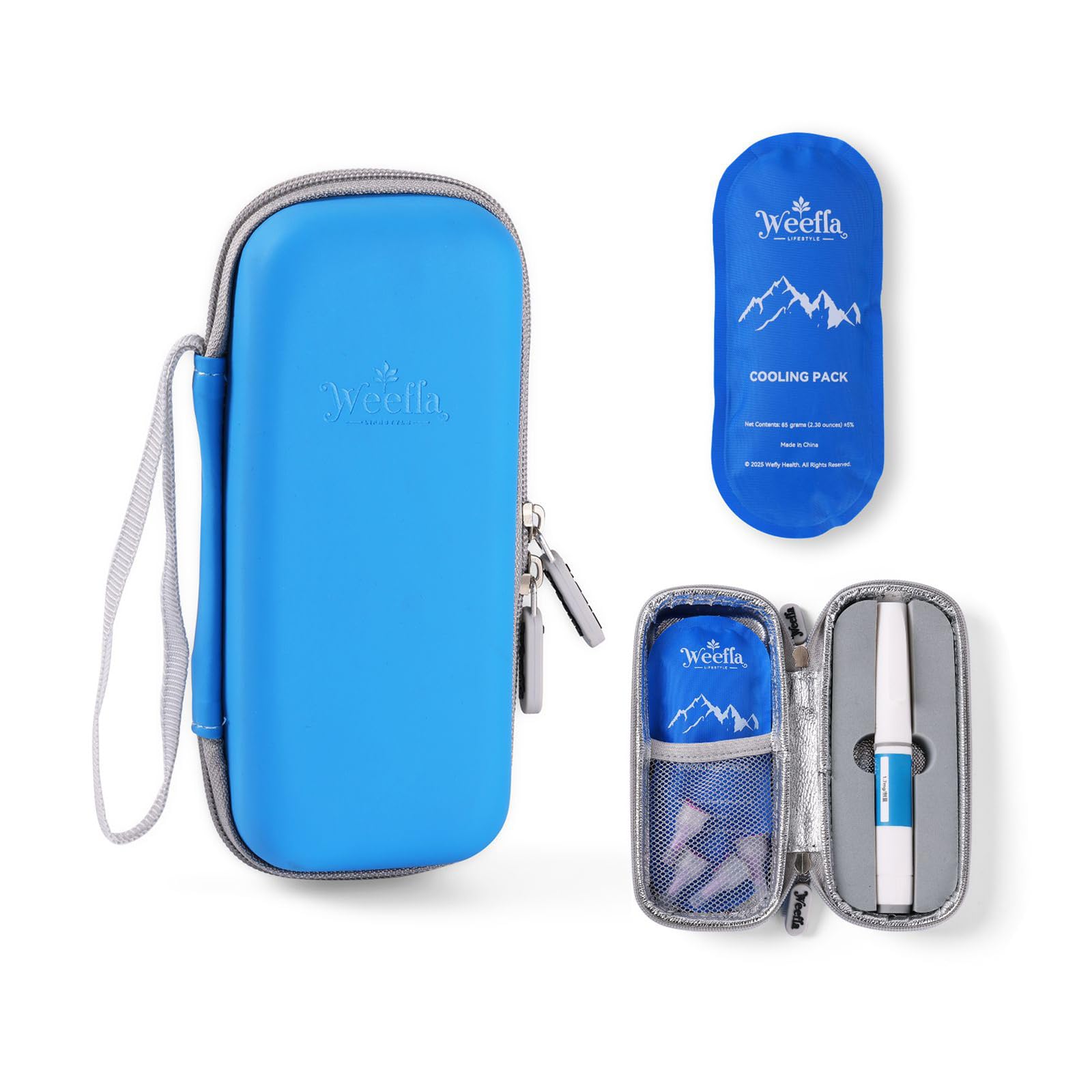 Hard Shell Insulated Cooler Travel Case for 1 Ozempic or Wegovy Injector Pen & Needles, TSA Approved Cold Pack, Easy to Clean, Compact Syringe Box Holder for Trip & Daily Use (Blue)-image-7