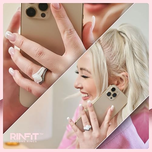 Miniatura 5 de Rinfit Anillos de silicona para mujer, juego de novia, anillo de compromiso o compromiso y juego apilable, anillos de boda de goma para mujer y