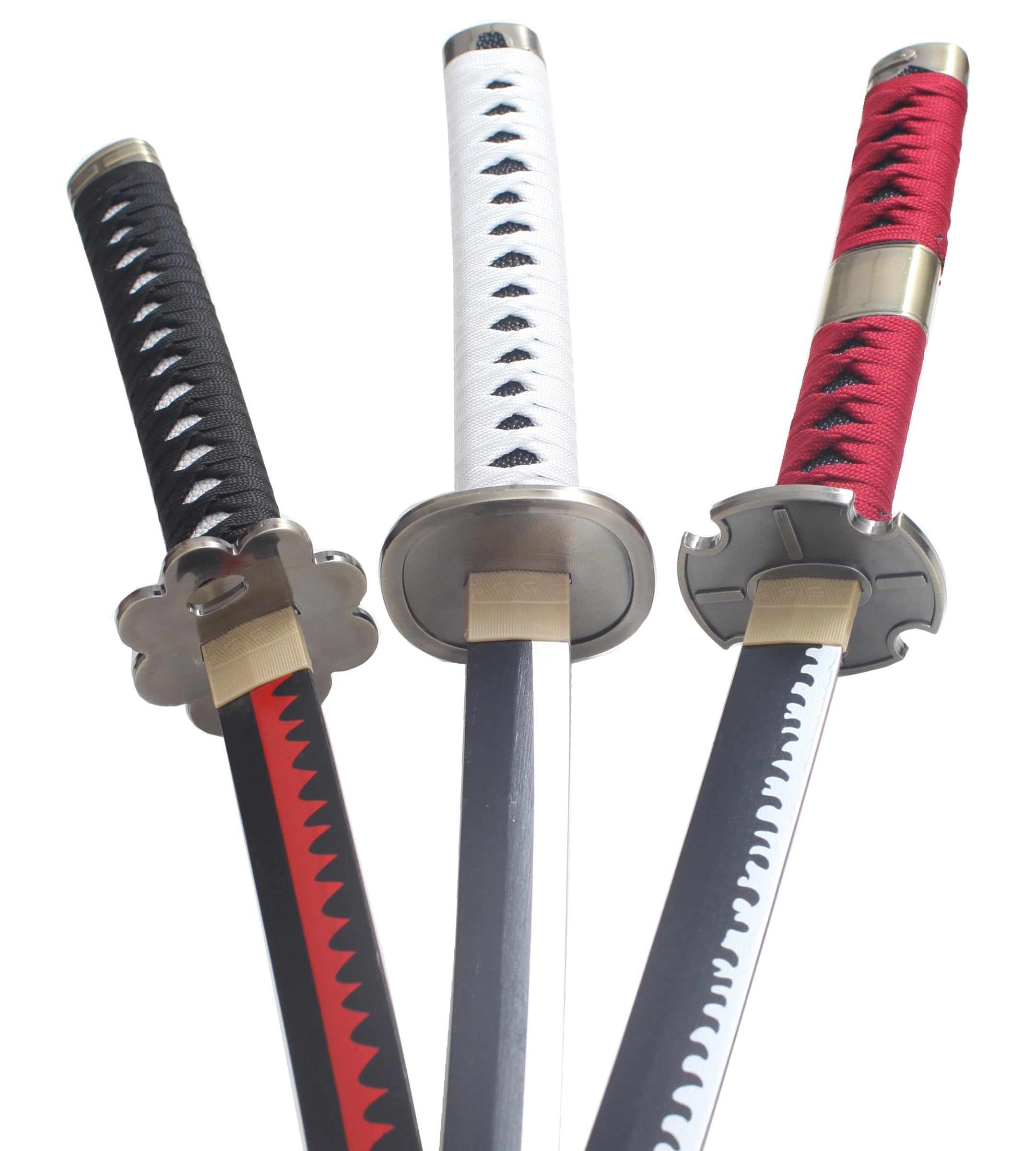 Sabres One Piece Katana en Bois Lame Epee Zoro Pack 3 + Presentoir