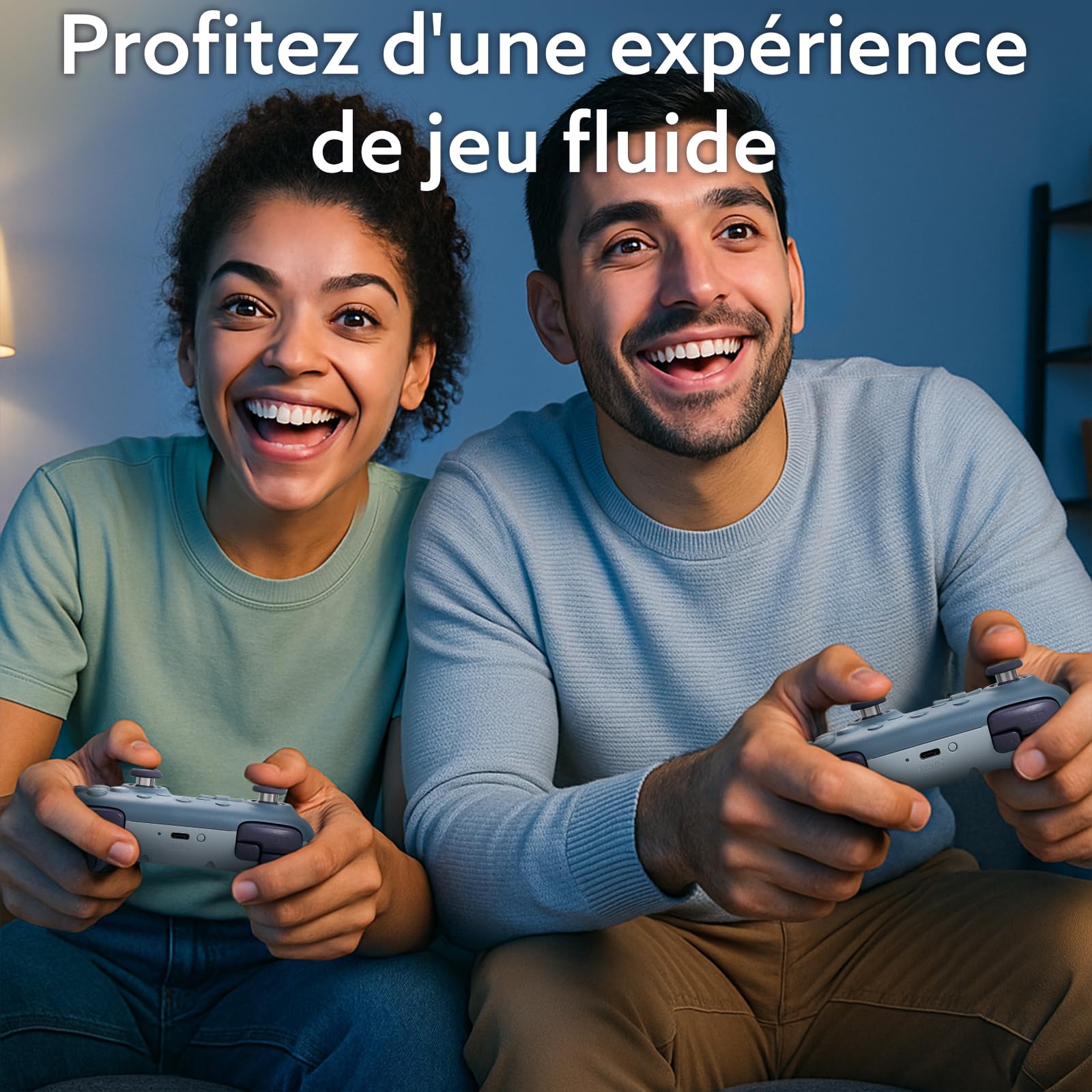 LONGYI 8Bitdo Ultimate 2C Wireless Controller pour Windows PC et Android, Joystick à effet Hall (No Drift), avec 1000Hz Polling Rate, Remappable L4/R4 Bumper et Rumble Vibration (Bleu)
