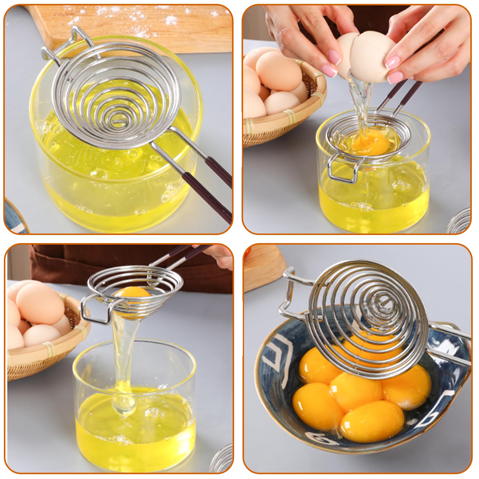 Separer Les Blanc Des Jaunes Séparateur D'œufs En Acier Inoxydable - Séparation Jaune/blanc Facile - Cuisine Pâtisserie Pratique Filtre Blanc D'oeuf
