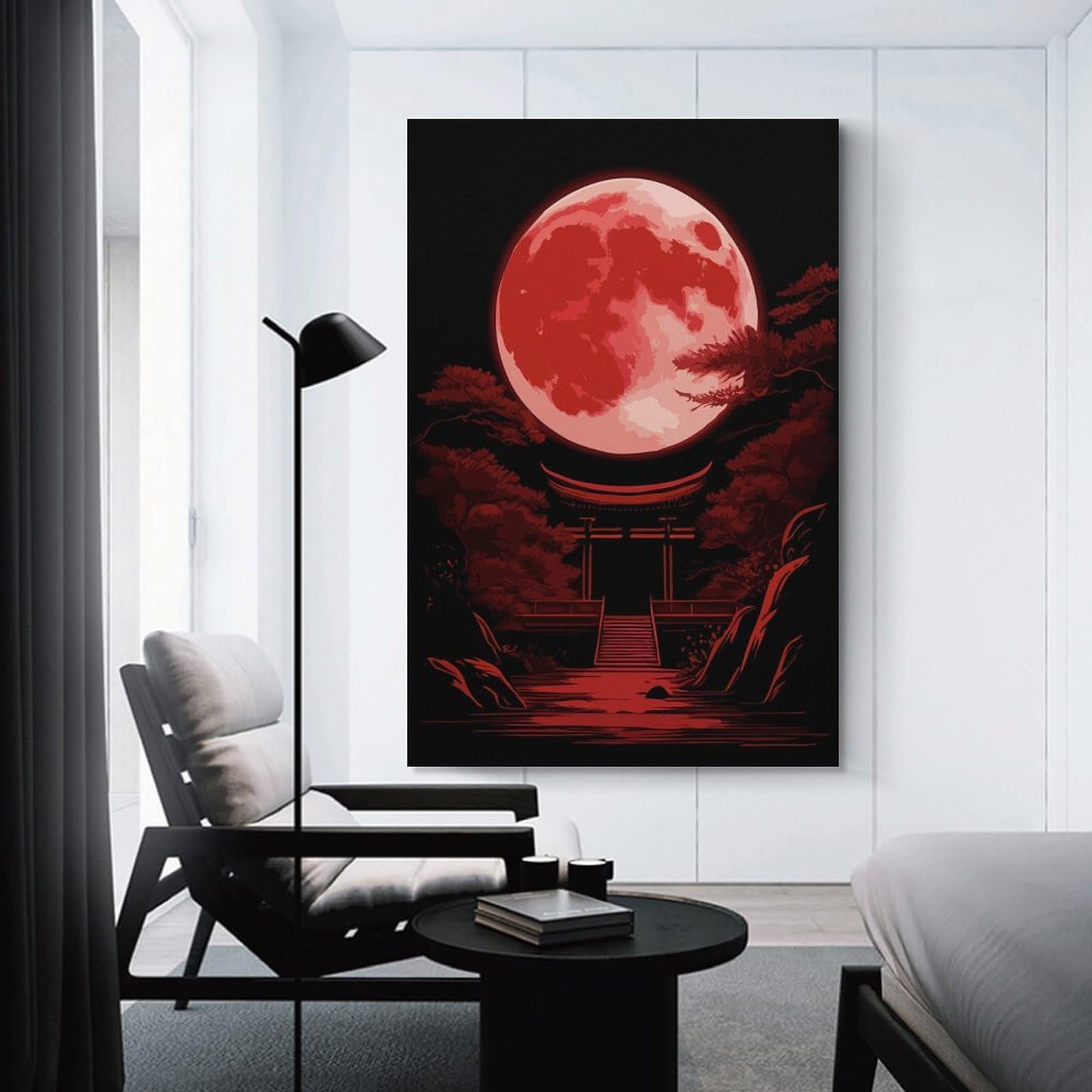 Junmoney Jinja Japanese Minimalist Canvas Art Print 16x24inch(40x60cm), for Gallery Wall Layouts in Home Or Office, Decorative Artwork with Flexible Styling