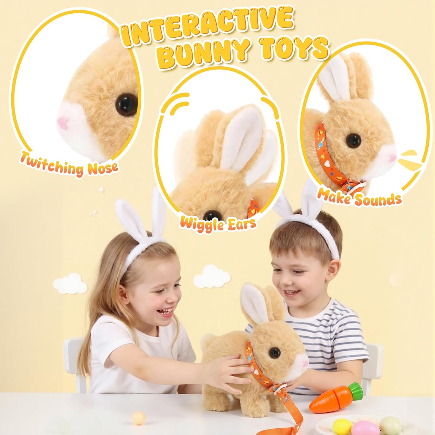 Easter Robot Bunny Pal- Bunby My Realistic Bunny Toy, Hopping Bunny with Sounds, Jumping, Twitching and Shaking Ears, Interactive Plush Bunny for Kids, Birthday Gift for Toddler (Brown)