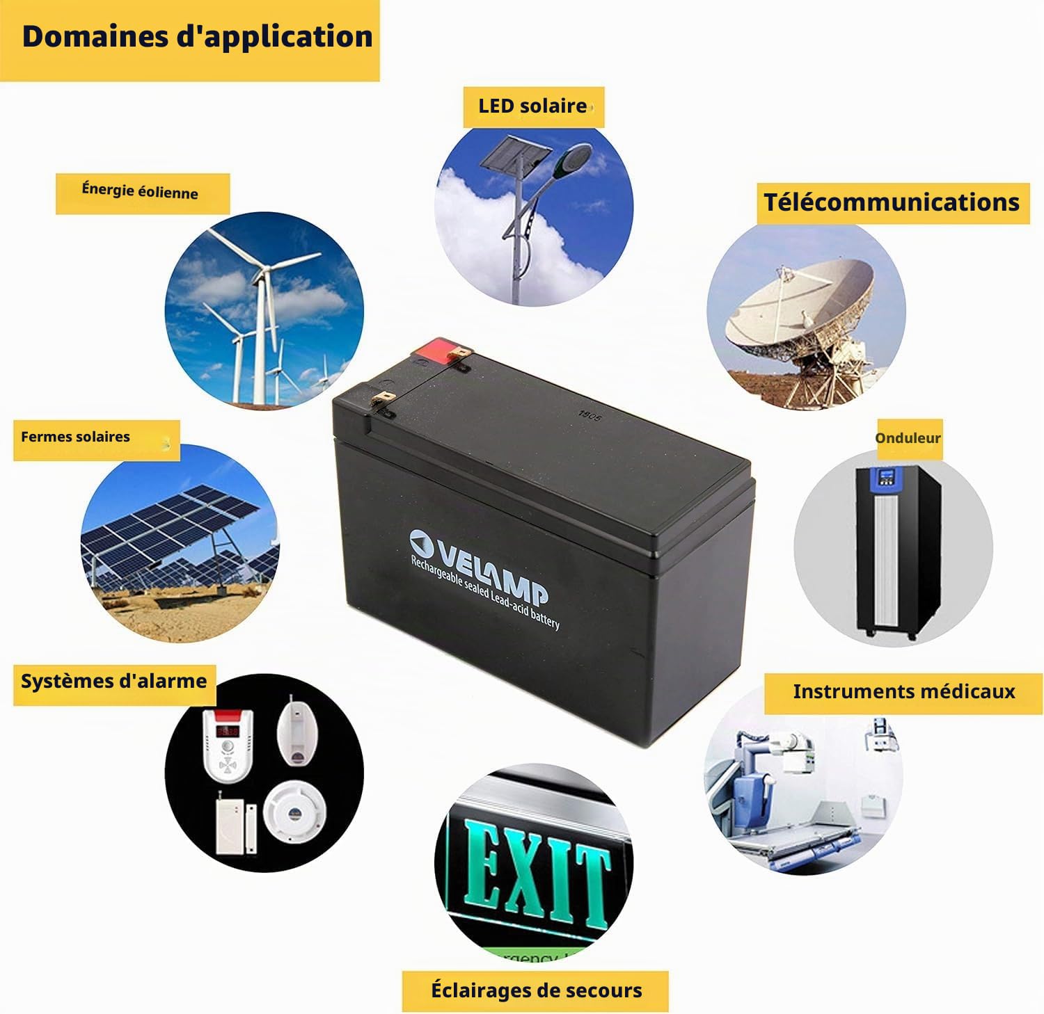 Batterie au Plomb Rechargeable 12V 7Ah Connecteurs FASTON