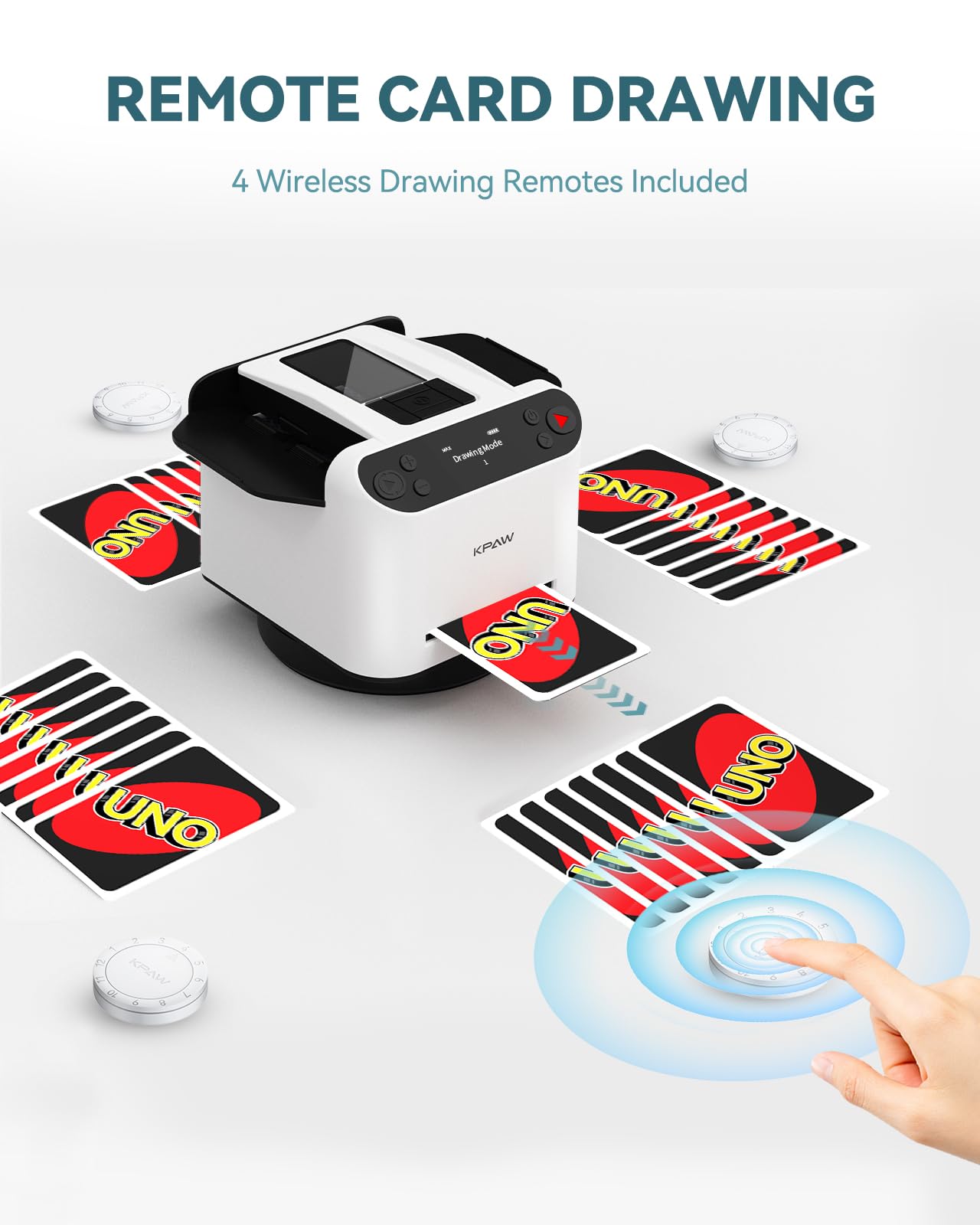 KPAW 2-in-1 Automatic Card Shuffler & Dealer, Support 12 Players, 4 Drawing Remotes, Auto Post-Shuffle Deal - Image 4
