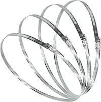 Vista 17 de 6 abrazaderas de metal ajustables de acero inoxidable 304 de 7.8 pulgadas/7.874 in, abrazaderas de manguera de engranaje helicoidal de alta