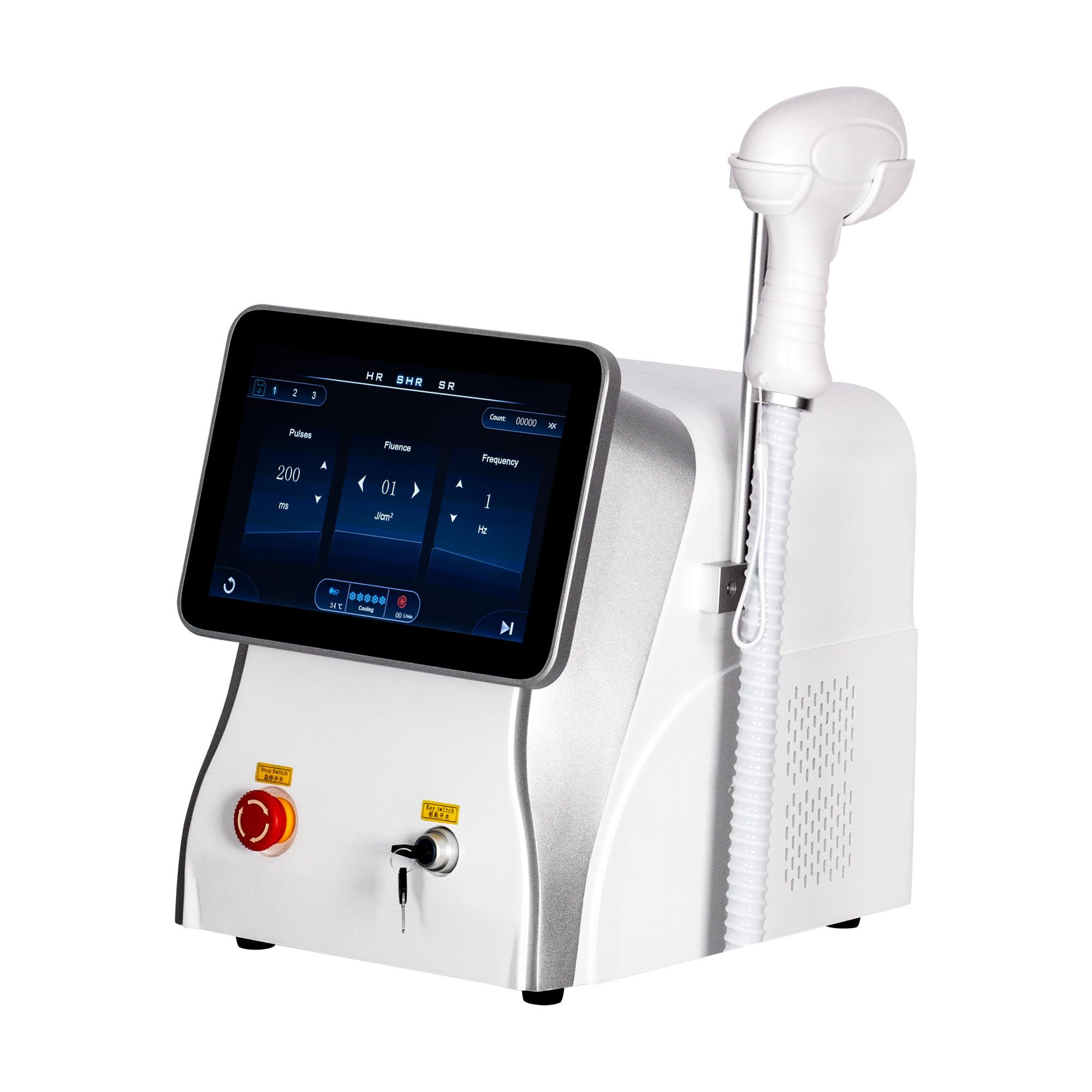 Epilatore laser a diodo 755 nm 808 nm 1064 nm, macchina professionale con 10 barre laser, schermo tattile HD, manipolo ad alta potenza con raffreddamento, per viso, ascelle, braccia, gambe e corpo