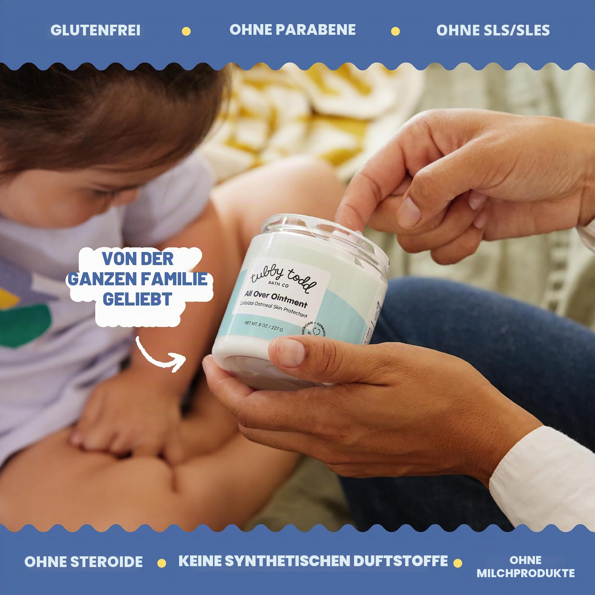 Tubby Todd All Over Salbe für Babys, Mehrzweck-Baby-Ekzem-Creme für empfindliche Haut, trockene Haut, Ausschlag, Irritationen, 2 Packungen – volle Größe, parfümfrei