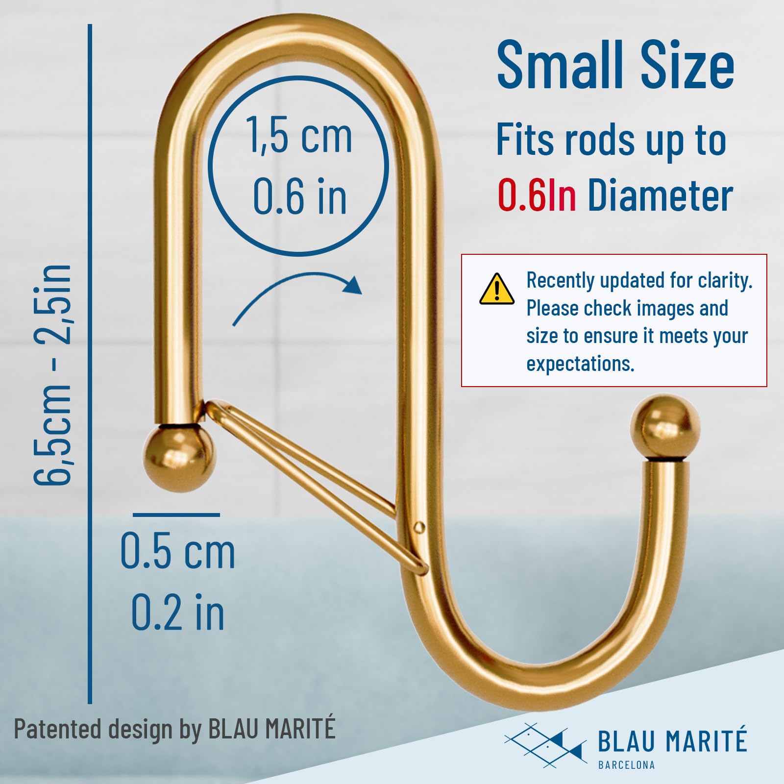 Blau Marité 10 Pack S Hooks for Hanging for Bars up to 0.6 Inch (1.5 cm) Diameter, Anti-Drop Hooks with Safety Buckle - Image 3