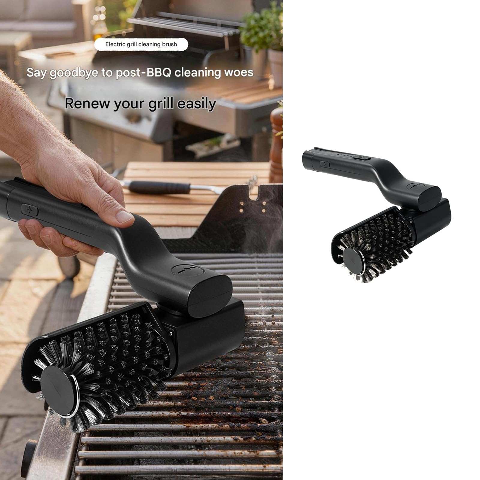 Pulitore automatico di cottura con 2 testine intercambiabili e ricarica USB per la cura della spazzola portatile per barbecue