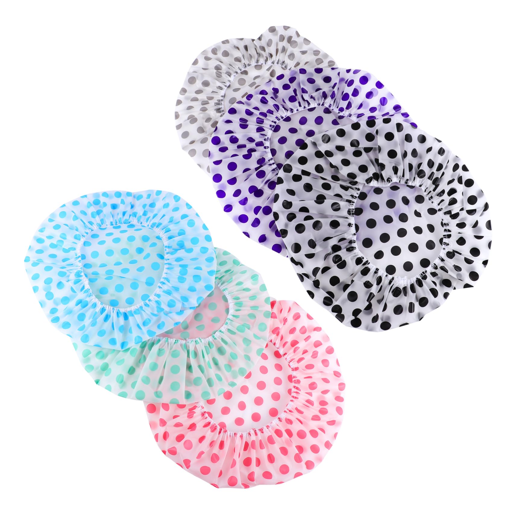 Angoily 12piezas Gorras De Impermeables Reutilizables Para Cuidado Del Cabello Adecuadas Para Spa y Cocina Diseño Elástico y Patrón De Puntos Coloridos