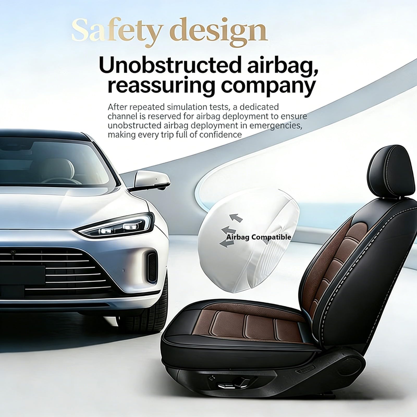 Coprisedili Auto Universale per Peugeot 3008 GT Hybrid 2020-2025 2026 con Airbag Copri Sedile per Auto Traspirante Impermeabile Pelle PU Anteriore Posteriore 5 Posti Set Completo di Coprisedili,H