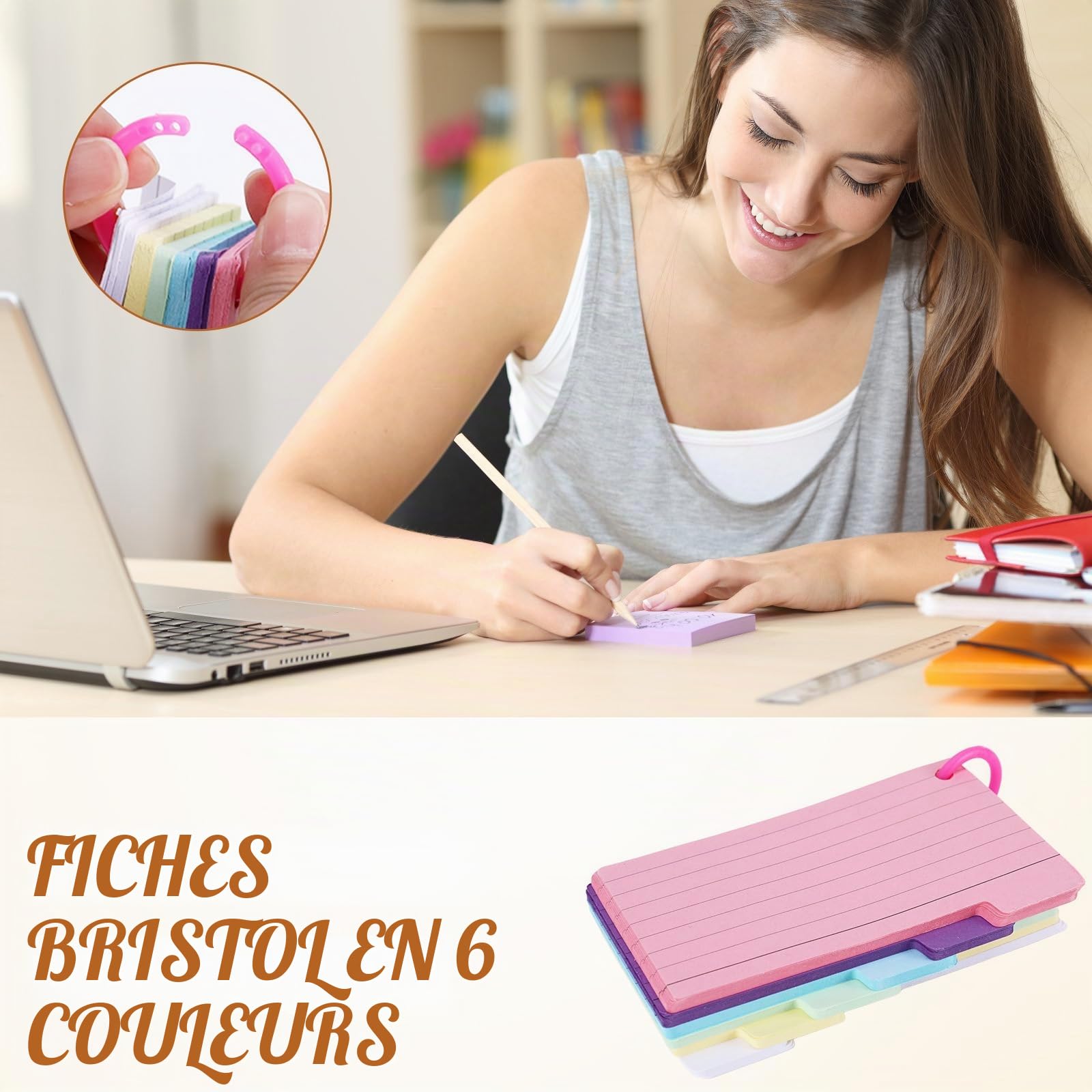 Boîte à Recettes en Bois 10,5x15 cm avec 150 Cartes, Organisateur de Cartes de Notes