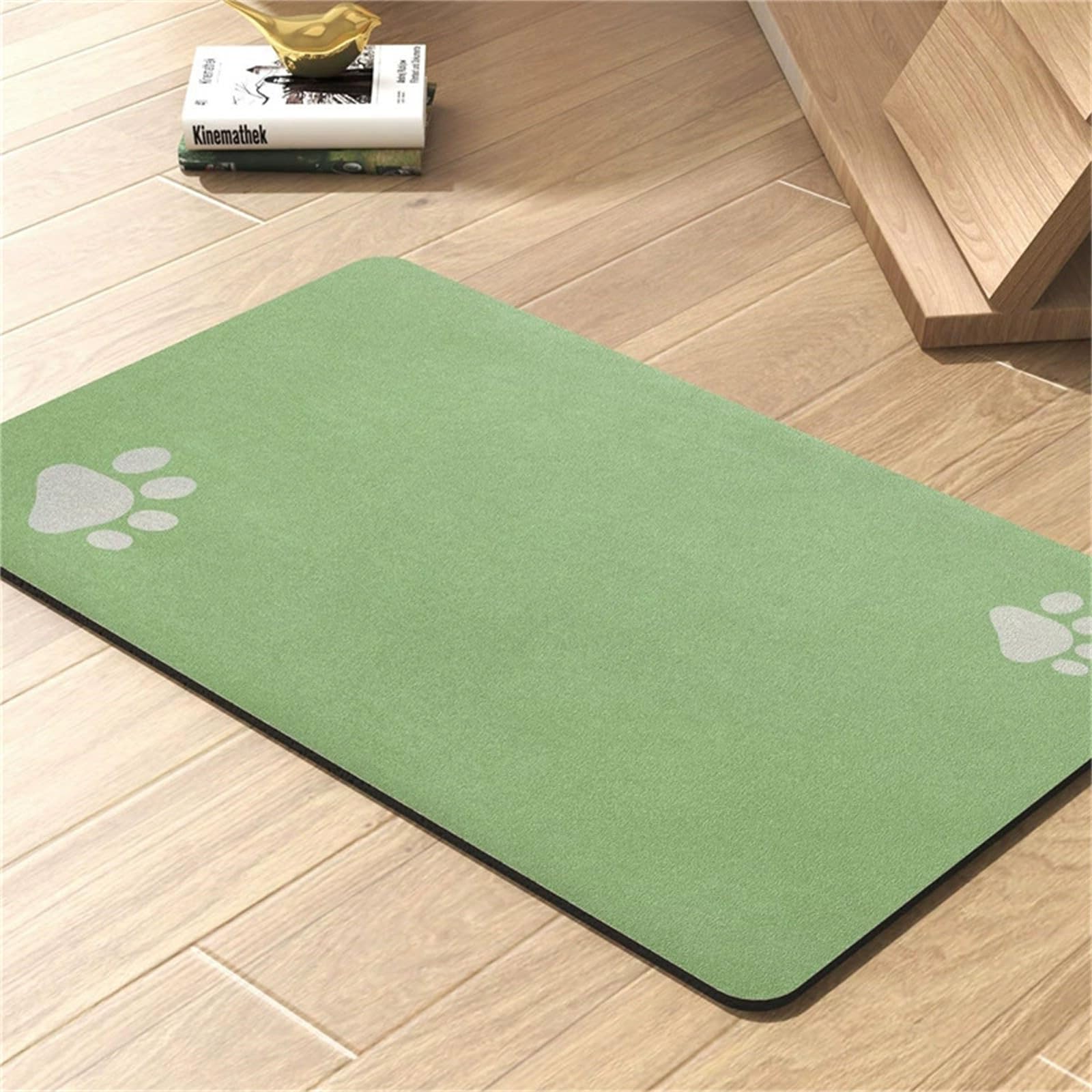 DOTBUY-SHOP Absorbent Pet Feeding Mat for Dog Cat, Solid Color Quick Dry Pet Food Bowl Mats with Non Slip Rubber Bottom Diatomite Durable Dog Placemat Washable Cat Food Pad (Fruit Green,30x40cm)