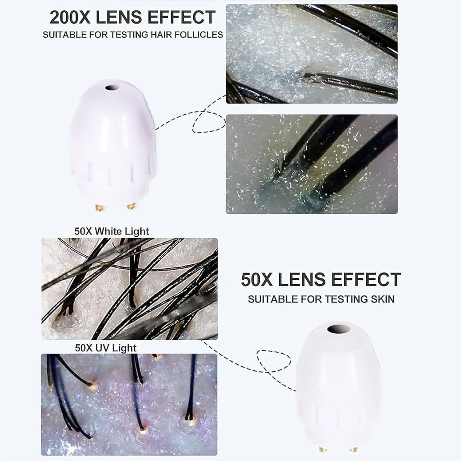 Analizzatore per Capelli e diagnosi della Pelle, 15 Pollici 50X 200X Cuoio capelluto follicolo pilifero Pelle, rilevatore di Cuoio capelluto Capelli Pelle, Tester follicolo pilifero