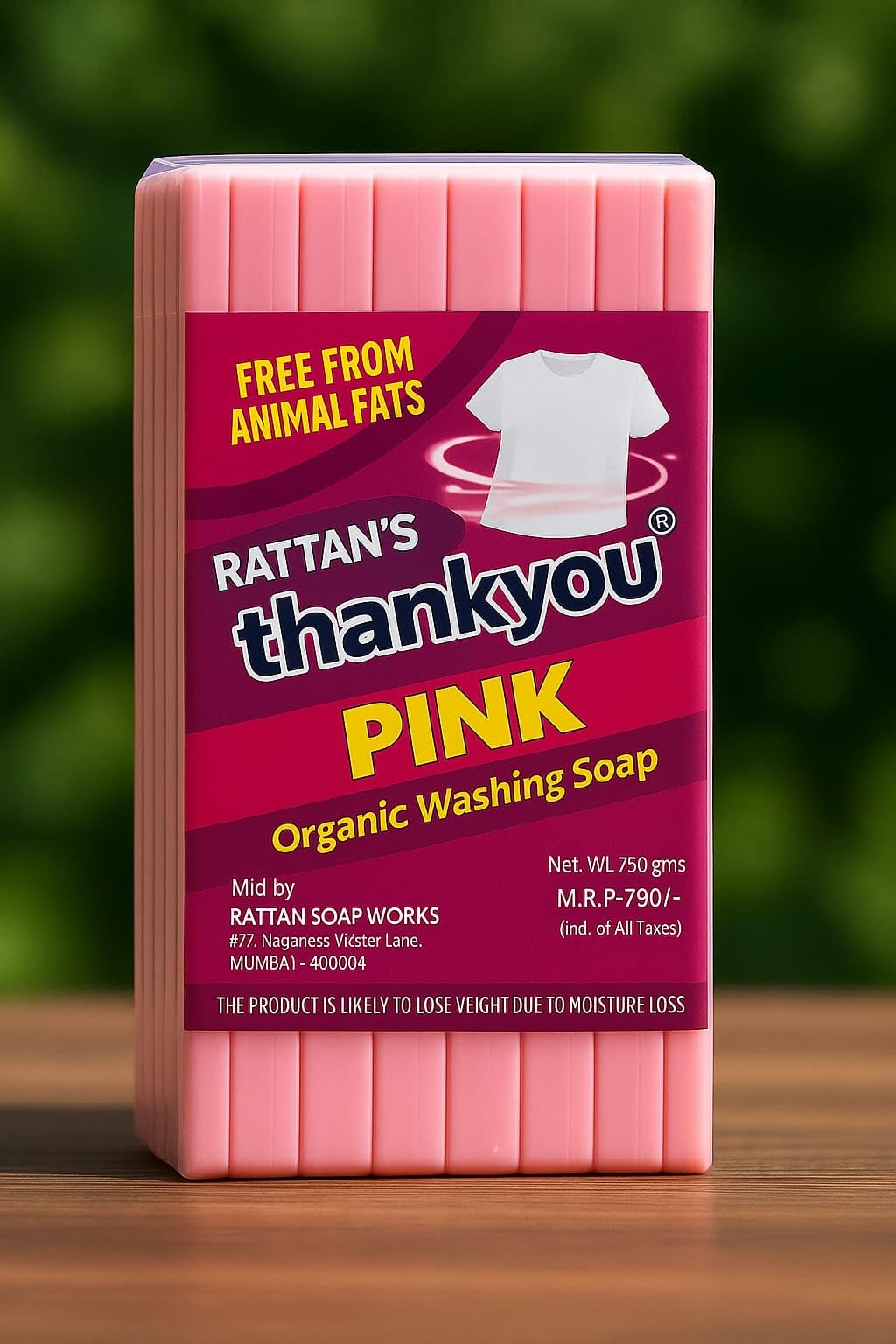 Rattan's Thankyou Organic Pink Washing Soap – 750g (Pack of 6 Bars) | Natural Fabric Cleaner for Hand & Machine Wash | Gentle on Skin, Tough on Stains | Eco-Friendly & Fragrant (2) 1