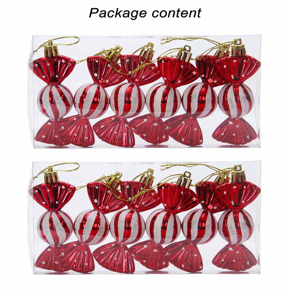 AUEJACKY Decorazioni Natalizie Candy Cane | Set Da 16 Pezzi Con Palline (12 Cm) E Bastoncini Di Zucchero (14 Cm) Per Albero, In Plastica Colorata
