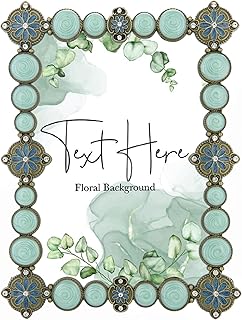 5x7 Vintage Picture Frame Ornate Metal Green Enamel Photo Frames with Gl...