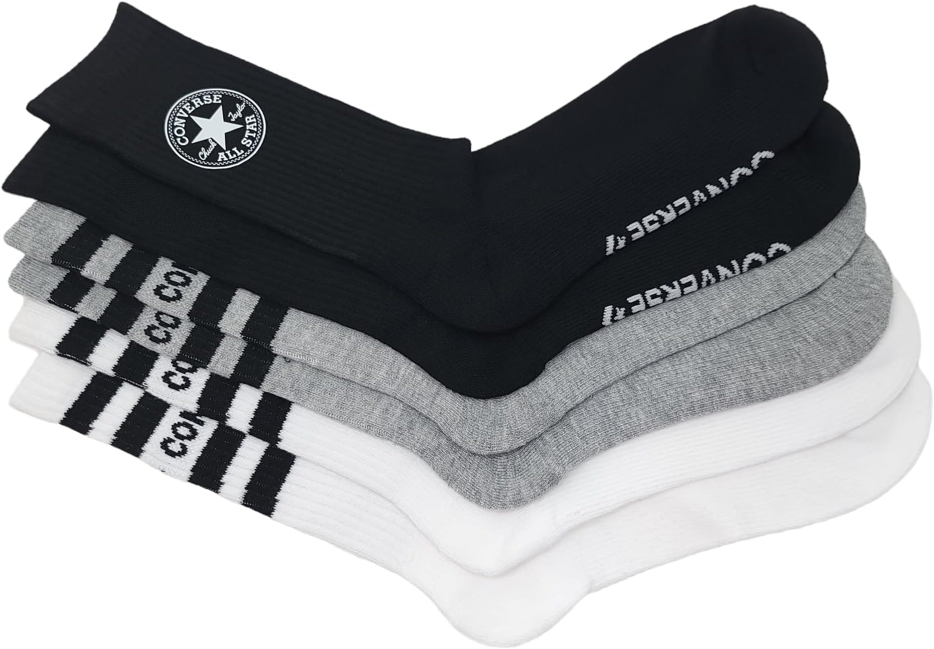 Converse Men's Half Cushion Crew Socks 3-Pack Size 6-12 (Assorted)