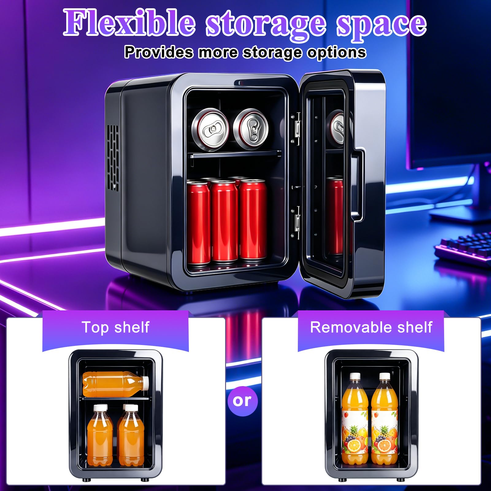 Nevera mini de 4 litros, termoeléctrica, refrigerador cosmético, refrigerador y calor (40 dB, 36 W, CC/AC), pequeño frigorífico portátil silencioso para coche, oficina, dormitorio