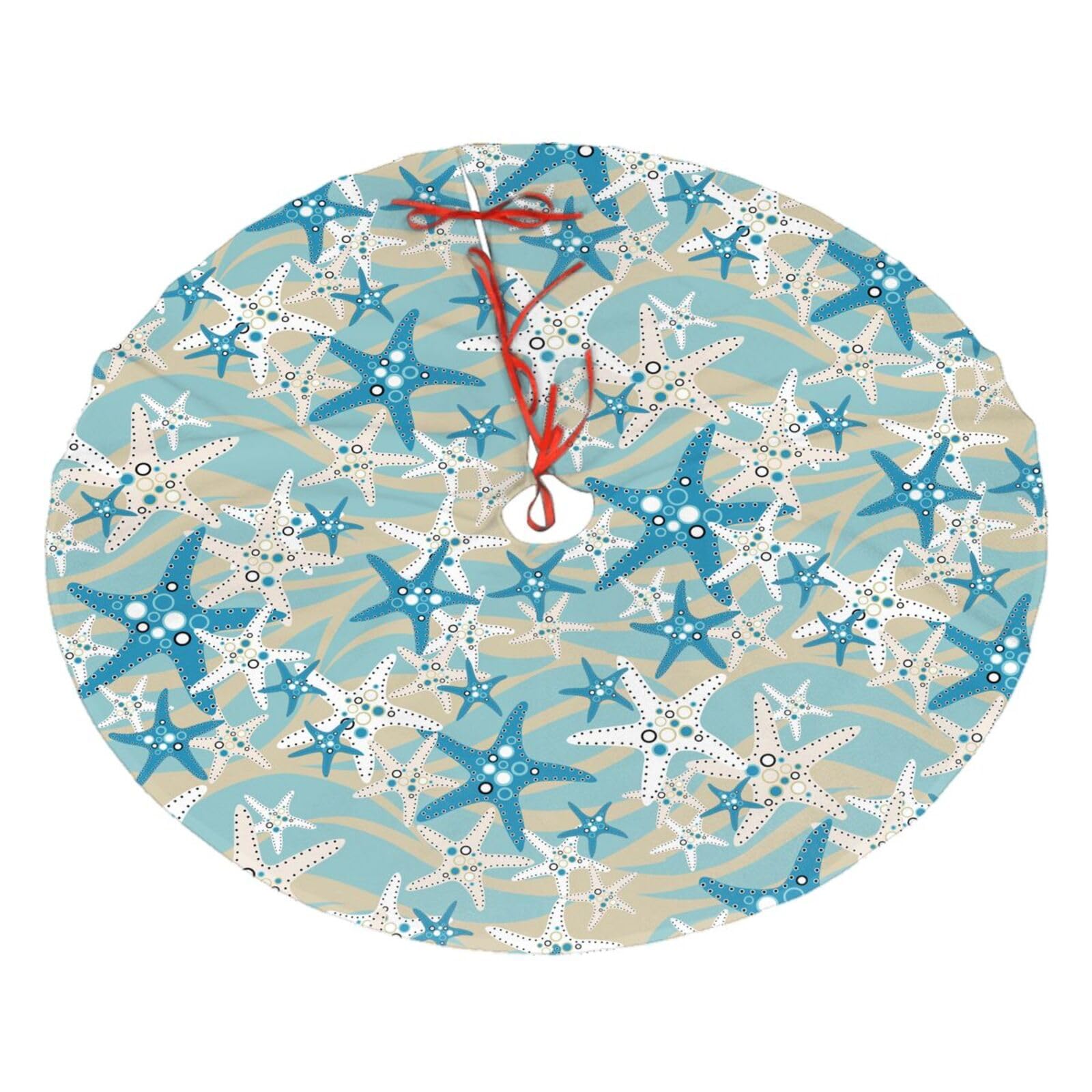 Christmas Tree Skirt,Beach Starfish Xmas Tree Skirt Rustic Farmhouse Tree Skirt for Christmas Decor Xmas Holiday Home Party Decorations30