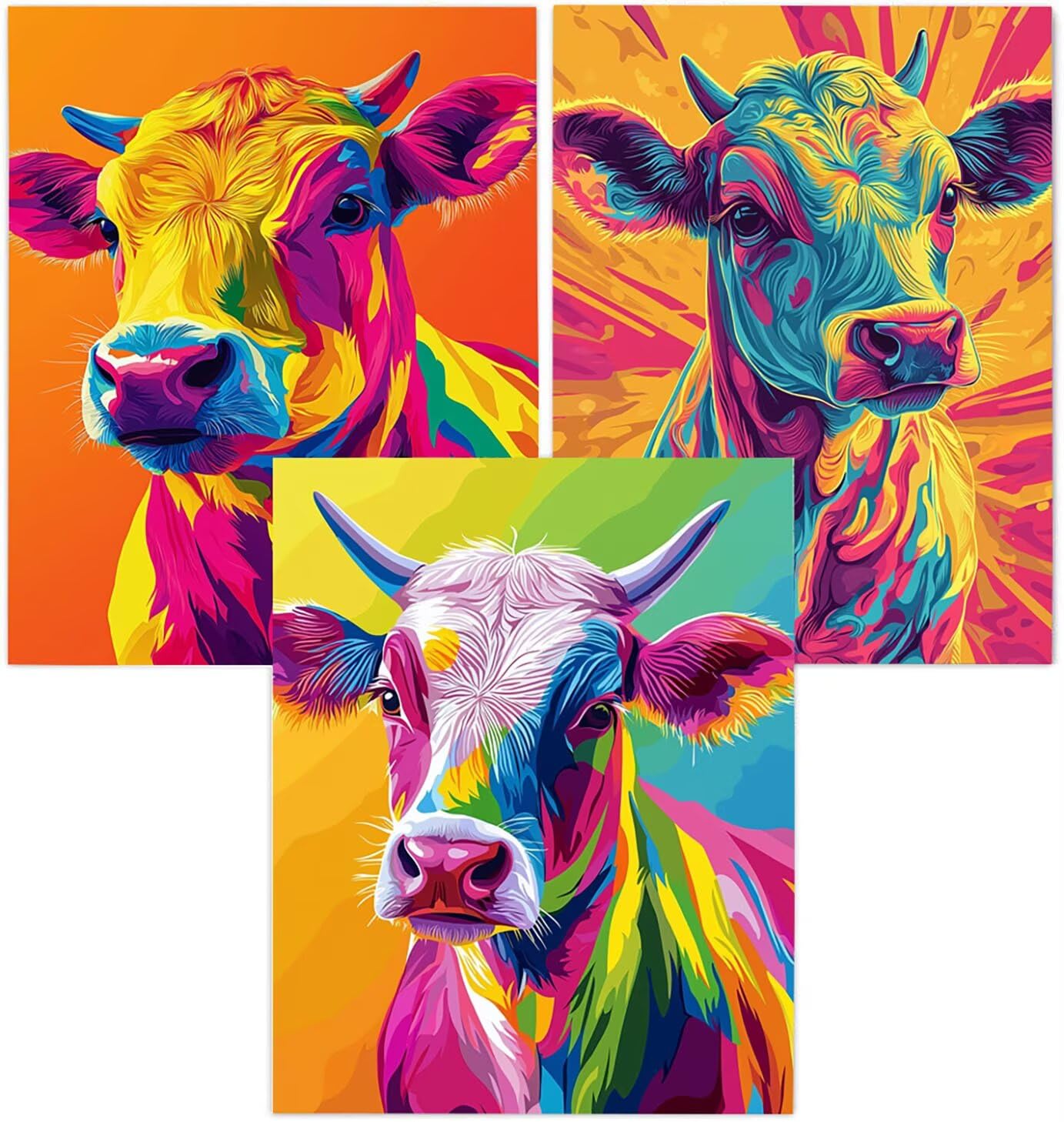 Generico Cnyaunfi 3 Pezzi Animali Pittura Diamante Fai-Da-Te, 5D Colore Arancione Diamond Painting Kit Completo per Hobby Creativi Adulti, Per La Decorazione Della Parete Di Casa 60x80cm YF-3439