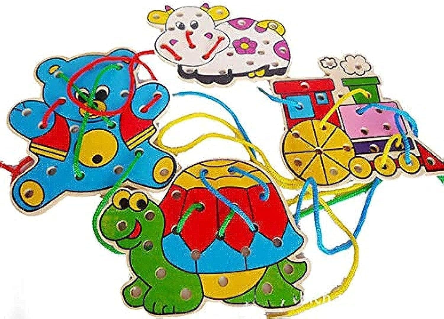 BrainGiggles Wooden Lacing Toys for Kids Toddler Educational Toys for 3 4 5 6 Years Old Kid Infants Adults (Lace Toy)