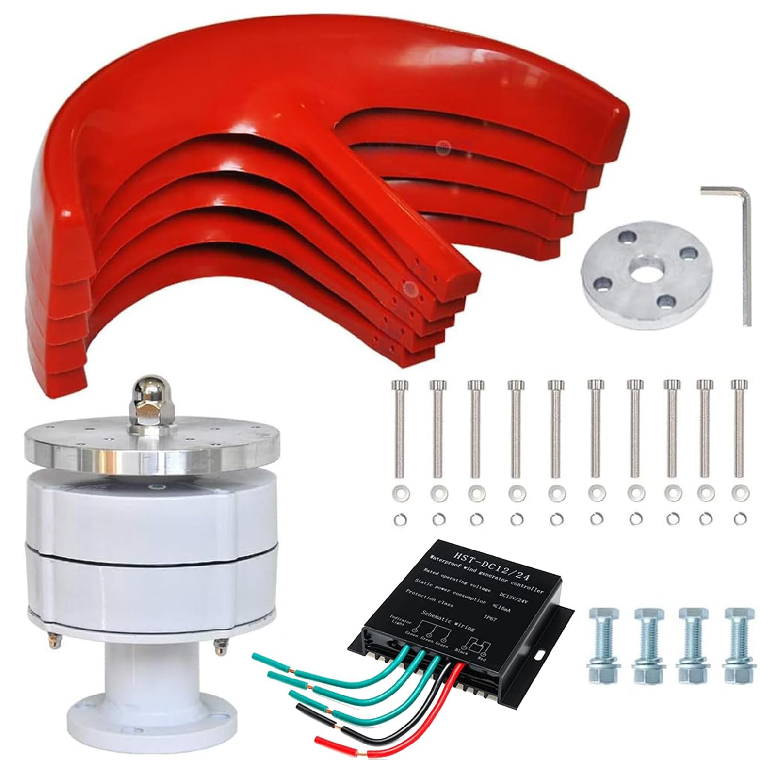 Generatore di Turbina Eolica 12000w, Kit Turbina Eolica Verticale a 5 Pale, Generatore di Energia a Mulino a Eolica con Controller per Casa, Campeggio, Barca,12V