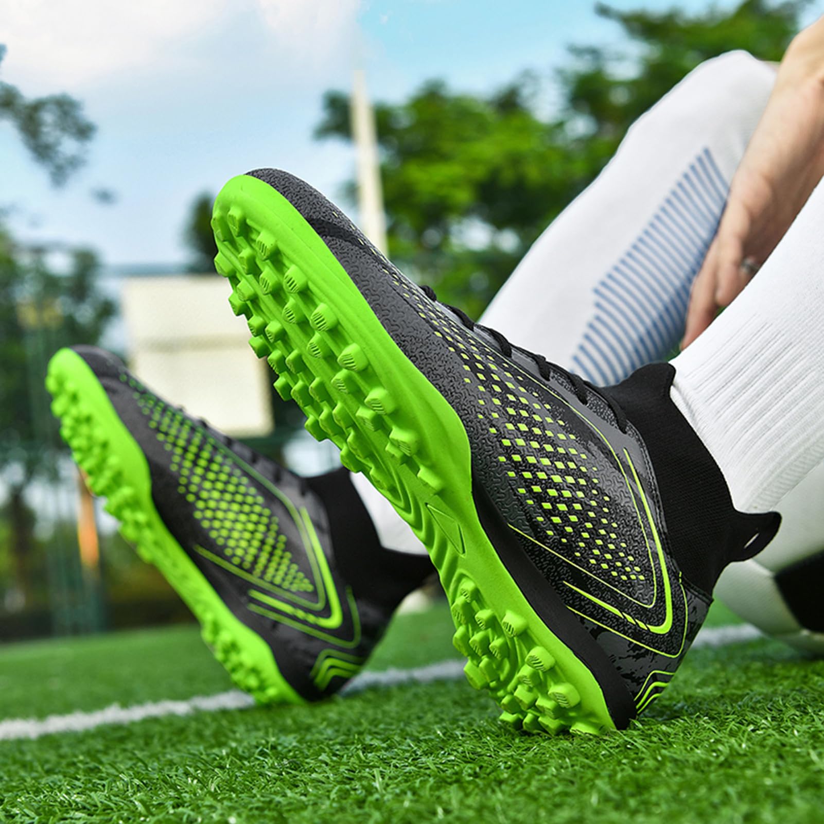 Donbest Botas de Fútbol Niño Zapatos de Fútbol Altos para Césped Artificial Natural e Indoor Zapatillas de Fútbol con Tacos Antideslizantes