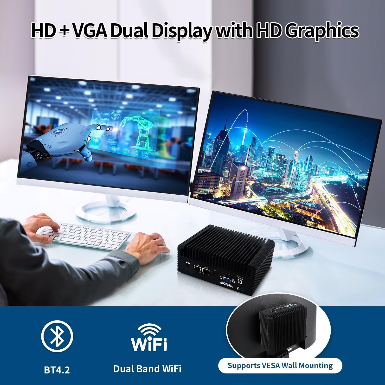 Amazon.co.jp: AIOPCWA ファンレス ミニPC、産業用 商業用 組込PC