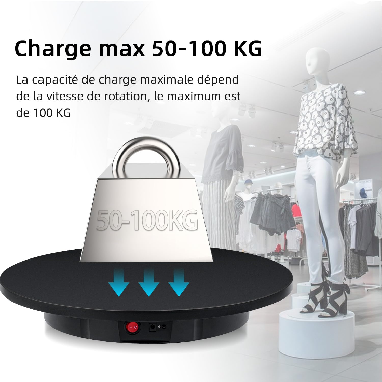 Mcbazel 360° Platine Tournante Électrique 42cm Photographie Professionnelle Platine 100KG Platine Tournante Motorisée Automatique Présentoir Rotatif à 360 Degrés pour Vidéo/Bijoux/Montres - Noir