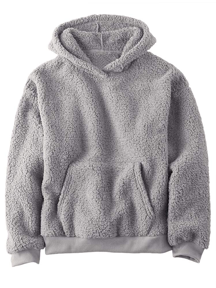 Makkrom Boys Girls Sherpa Fleece Hoodies Pullover Sweatshirts with Pockets