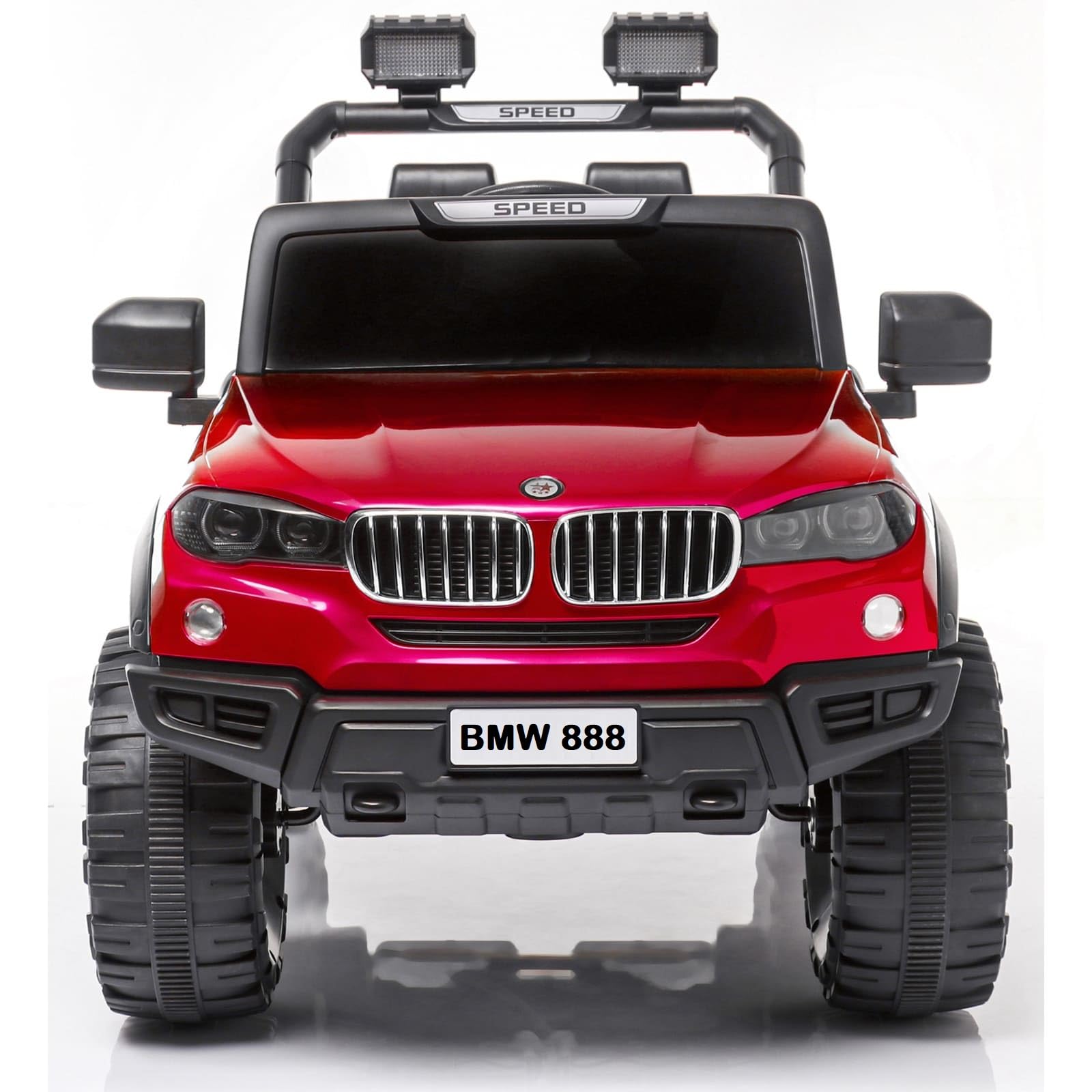 12V Battery Operated Ride On BMW 888 Jeep for Kids with Remote Control (Red Painted)