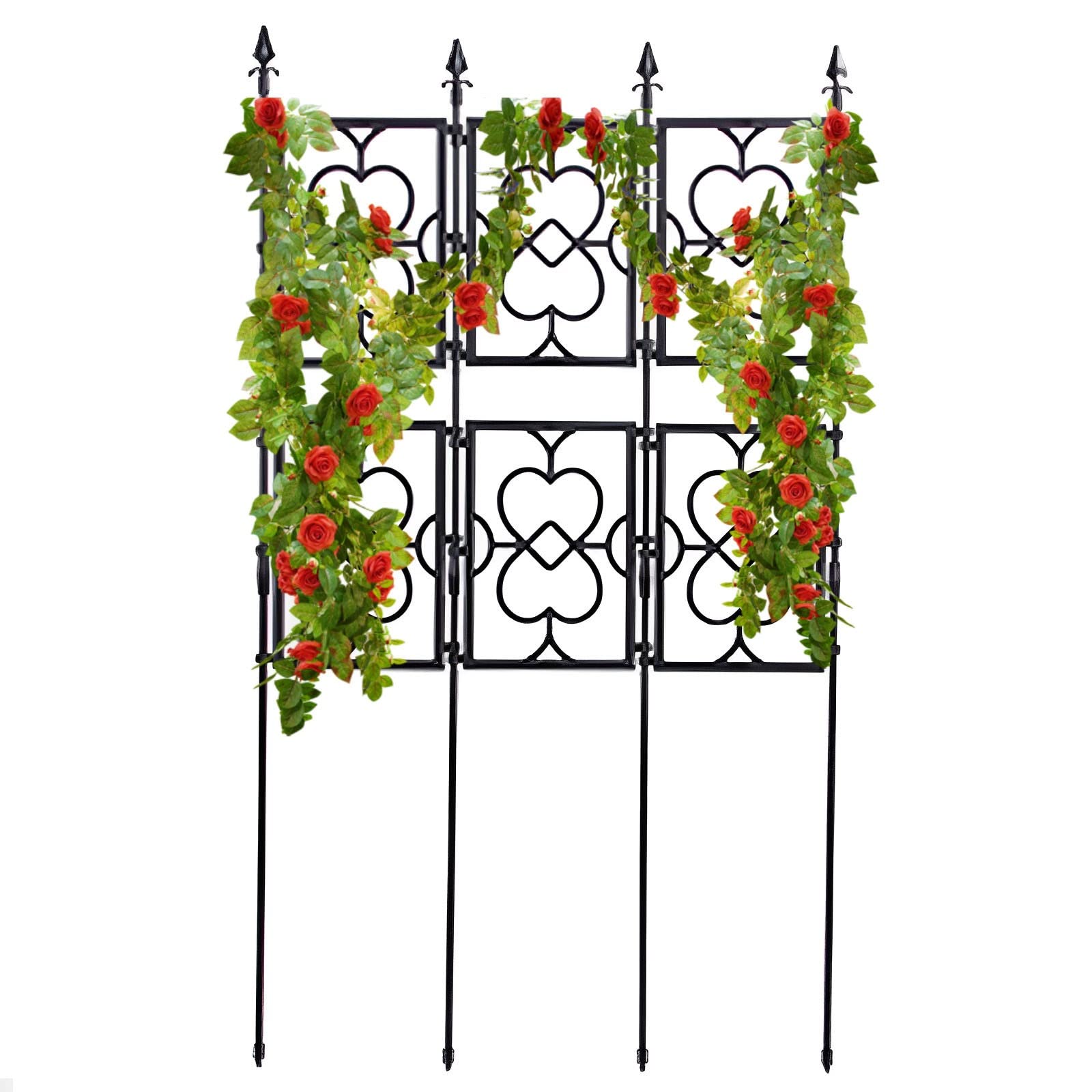 Gartenspalier für Kletterpflanzen, faltbare Pflanzenstützpfähle für Rosen, Jasmin, Clematis, freistehende Paneele, schwarz, vertikale Gartendekoration