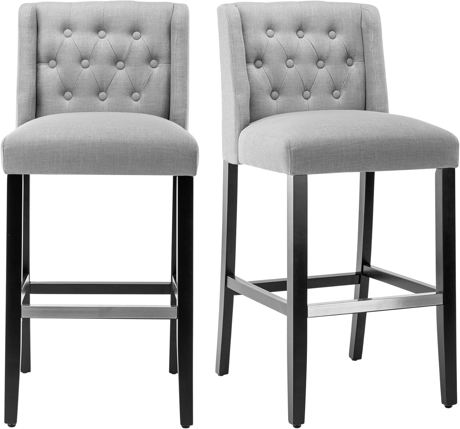 adochr Linen Fabric Bar Stool Set of 2, High Barstools with