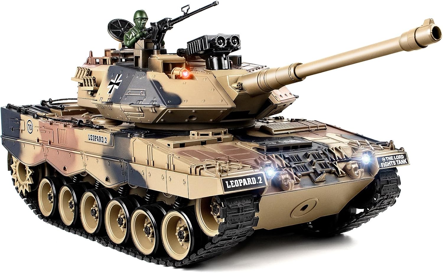 Supdex 1:18 Remote Control Tank that Shoot, 2.4G German Leopard II RC Tank Model Toys, Army Toy with Smoke, Lights, Sound and Recoil,Military RC Vehicle for Adults and Kids 6+Year Old